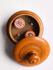 A very pleasing Victorian cotton reel holder made from a single piece of turned and polished boxwood. The container is fitted with its original four cotton reel spindles.