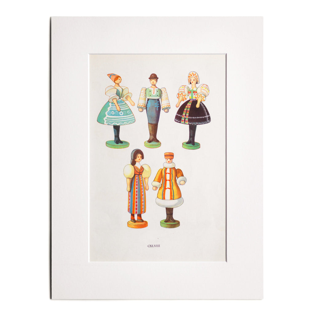 Folk Toys People In National Dress Illustration