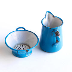 Miniature Enamel Jug and Colander