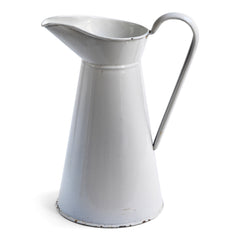 A good-looking large white enamel water jug stamped "E H & S Regina Lye" on its base. Would make a great indoor watering can for houseplants.