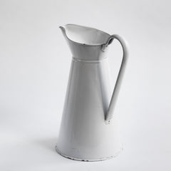 A good-looking large white enamel water jug stamped "E H & S Regina Lye" on its base. Would make a great indoor watering can for houseplants.