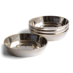 For the standing of drinks and cocktail shakers, or for the holding of cocktail sticks and bar snacks, these wonderful silver plated shallow flat-base dishes have a myriad of uses - and would once have been in service in a grand hotel.  They have lovely weight and we are selling them as a set of 4.