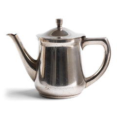 A good, heavy-duty German WMF silver plated teapot stamped "Wurtt Metall W Fabrik", an abreviation for Württembergische Metallwarenfabrik ( Württemberg metal factory), and "Geislingen Steig", the southern German town where the factory was based.  It also bears an arrow mark, indicating it was for military use - and was most probably made for an English officer's mess.