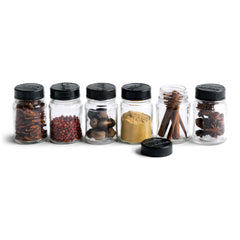 Our glass jars have Bakelite lids, and each is moulded with the name "Sidol". The jars make perfect spice containers and look very pleasing when grouped together. 