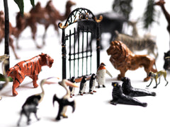 A wonderful collection of painted lead zoo animals made by Britains in the 1920s.  These are some of the first models of the zoo that Britains developed as the designs changed slightly in each decade, and are therefore much sort after. We are selling these charming little animals, keepers, fencing and landscaping individually