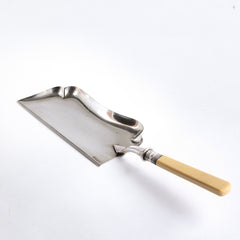 Edwardian silver-plated crumb tray with ivorine handle