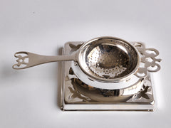 Edwardian tea strainer and stand