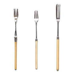 A collection of antique pickle forks, all with real bone handles, Stirling silver mounts and silver plated tines.