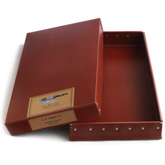 Our A G Hendy & Co branded boxes will make your gift that extra special. Constructed from vulcanized cardboard with an internal aluminium frame and rivets for extra rigidity, they were originally made for a well-known central London museum in the 1950s to be used as archive boxes.  Never used, they were recently discovered in a forgotten store room belonging to the museum.