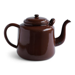 A striking and very large vintage brown enamel canteen teapot, capable of delivering around 16 cups of tea.