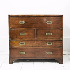 A very rare and important antique Regency colonial two-part campaign secretaire chest of drawers that was once the property of the US Embassy.