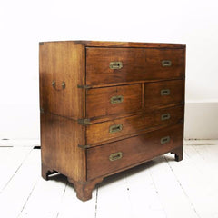 A very rare and important antique Regency colonial two-part campaign secretaire chest of drawers that was once the property of the US Embassy.