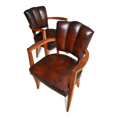 French Leather Bridge Chairs