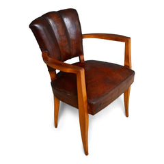 French Leather Bridge Chairs