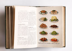 A fine example of Mrs Beaton's Every Day Cookery. This edition published in 1909 by "Ward, Lock & Co Ltd of Warwick House, Salisbury Square, London EC" has many wonderful coloured plates and photographic illustrations that bring back to life the food and grand dining of the Victorian era.
