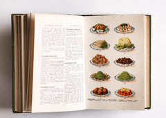 A fine example of Mrs Beaton's Every Day Cookery. This edition published in 1909 by "Ward, Lock & Co Ltd of Warwick House, Salisbury Square, London EC" has many wonderful coloured plates and photographic illustrations that bring back to life the food and grand dining of the Victorian era.