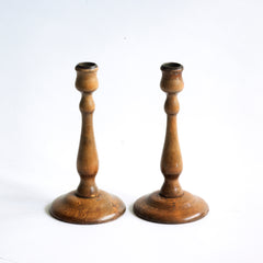 A very handsome pair of 1920s turned oak candlesticks.