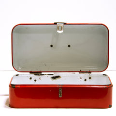 Red Enamel Bread Box