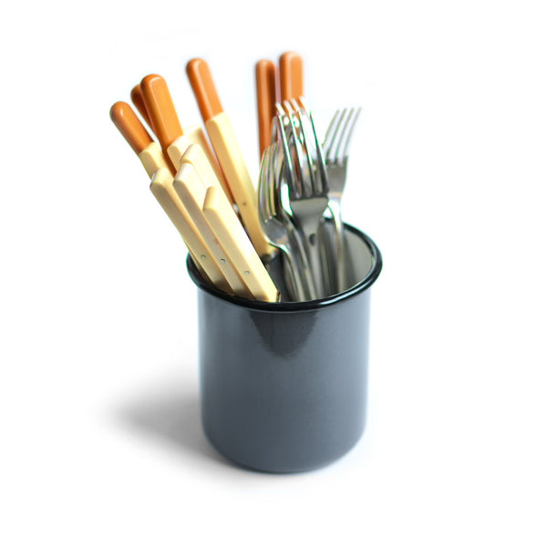 Grey enamel cutlery holder A G Hendy & Co Homestore