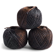 Our balls of tarred jute twine are just-the-job for all your garden stringing needs. The tar coating waterproofs the twine, lengthening its life outdoors. It is therefore ideal for securing permanent garden features, such as wattle fencing, bean poles, soft fruit netting, and plant pole supports. As recently used by horticulturalist Monty Don on BBC tv's Gardener's World.