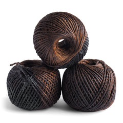 Our balls of tarred jute twine are just-the-job for all your garden stringing needs. The tar coating waterproofs the twine, lengthening its life outdoors. It is therefore ideal for securing permanent garden features, such as wattle fencing, bean poles, soft fruit netting, and plant pole supports. As recently used by horticulturalist Monty Don on BBC tv's Gardener's World.