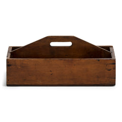 A well proportioned Edwardian stained pine housekeeper's tidy with handle. It could be used to house utensils, cutlery, tools, artist's materials or act as a shoe cleaning box. In fact it's totally purposeful.
