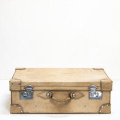 A collection of glamorous 1920s vellum luggage made from bleached cowhide and fitted with nickel plated fittings. One can but wonder what grand tours and travels they have seen. Their travels are over, yet now they are perfect for bedroom blanket, clothes or shoe storage, and make very handsome low level coffee-tables.