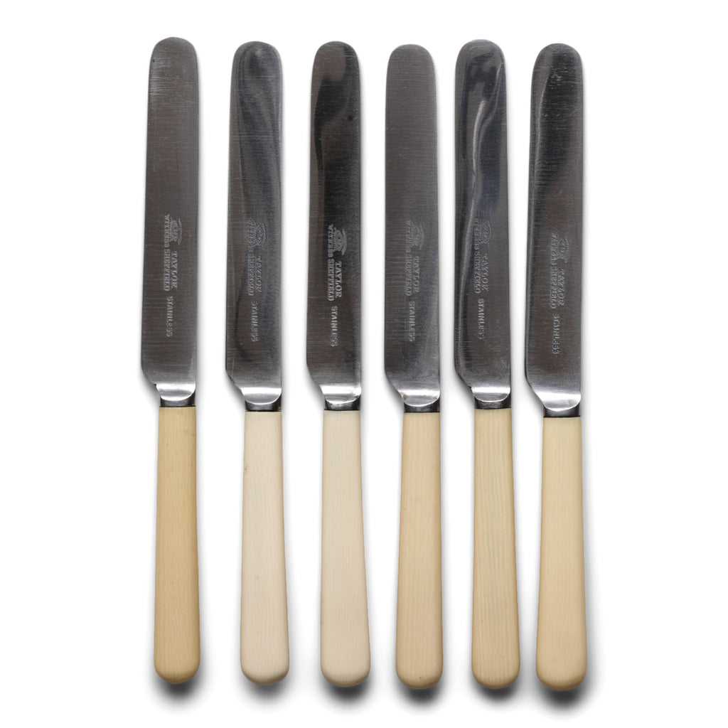 A set of 6 sandwich knives, each blade marked "Taylor Sheffield".