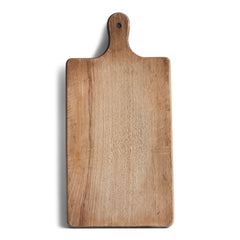 A charming and well scrubbed vintage chopping board with handle and hanging hole