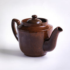 A striking 1920s tea for 2 Brown Betty with a rich bitter-chocolate brown glaze.