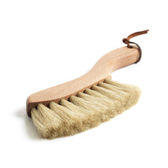 This elegant handmade beech and horsehair brush will deal with all your more up-market brushing needs. It makes an excellent crumb brush for the dinner table; dusts gently around windowsills and ornaments; is excellent between banisters and on blinds; and it also serves well as a car valet brush, for dusting the dashboard, internal surfaces and upholstery - and can easily be stowed away in the glove compartment.