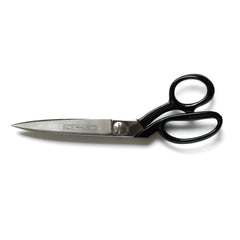 These practical shears are excellent for cutting fabrics, carpet, paper and plastic, as the side bent handles allow you to cut while the material remains flat to the work surface it is resting upon.  The offset handles and machined pivot screw make cutting a smooth operation and the bright steel blades give a masterful cut.