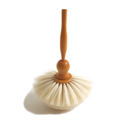Our handmade long-handled dusting brush supports the perfect cushion of soft goat hair tufts.  Each tuft of hair is hand pulled through a multitude of conical holes that have been drilled into the brush's half-sphere head, and then firmly secured with wire.  The head is opposable, and can be alternatively fixed at an angle to the pole.  Perfect for reaching light fittings, dado plasterwork, mirror frames, and for tackling out-of-reach delicate objects, such as chandeliers.