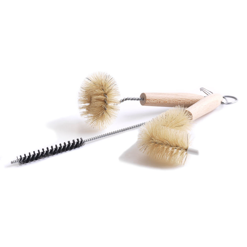 Our set of three sink brushes consists of an L-shaped overflow cleaning brush, an extra slim brush to pull out hairs and detritus from the outlet, and a round waste trap brush that will buff up the plug hole section above the trap.  The brushes can also be used to clean a multitude of awkwardly shaped objects that end up in your sink.
