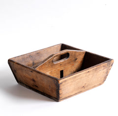 A good early Victorian polished-pine housekeeper's tidy with integrated handle, Shaker style proportions, and a lovely time-worn rustic patina.