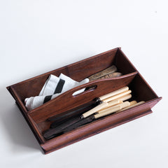 A Victorian housekeeper's tidy of Shaker style proportions, with integrated handle, and a lovely time-worn patina.