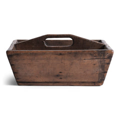 A good early Victorian polished-pine housekeeper's tidy with integrated handle, Shaker style proportions, and a lovely time-worn rustic patina.