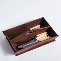 A Victorian housekeeper's tidy of Shaker style proportions, with integrated handle, and a lovely time-worn patina.