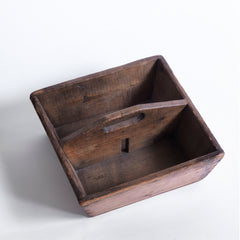 A good early Victorian polished-pine housekeeper's tidy with integrated handle, Shaker style proportions, and a lovely time-worn rustic patina.