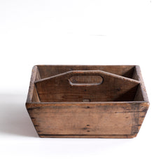 A good early Victorian polished-pine housekeeper's tidy with integrated handle, Shaker style proportions, and a lovely time-worn rustic patina.