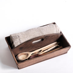 A good early Victorian housekeeper's tidy of Shaker style proportions, with integrated handle, and a lovely time-worn patina.