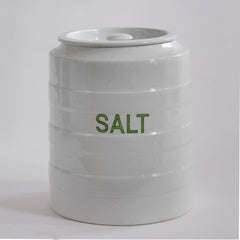 A 1920s ironstone banded salt jar with lid  by Grimwades Ltd.