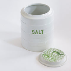 A 1920s ironstone banded salt jar with lid  by Grimwades Ltd.