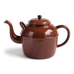 A striking and very large vintage brown enamel canteen teapot by Judge Ware, capable of delivering around 16 cups of tea.