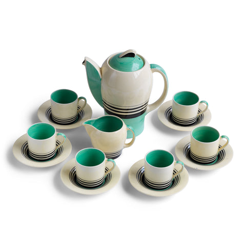 1930s Susie Cooper Green Tango Kestrel Coffee Set