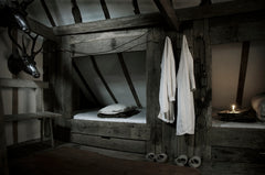 Three very striking naive deer head style trophy fashioned from papier-mâché and with reel deer antlers, that were most likely made in the 19th century in colonial India, during the days of The British Raj.