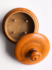 A very pleasing Victorian cotton reel holder made from a single piece of turned and polished boxwood. The container is fitted with its original four cotton reel spindles. 