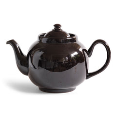 A classic 1930s 6 cup original Brown Betty teapot with a dark bitter chocolate glaze.