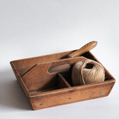 A handy-sized Victorian pine housekeeper's tidy with integrated handle - excellent for the storage of kitchen bits and bobs.