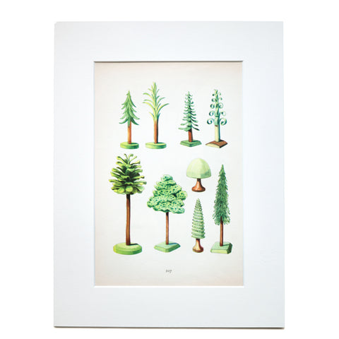 Folk Toys Trees Illustration
